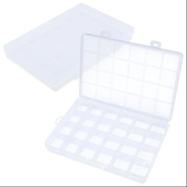 Lyvixora 28 Grids Organizer Box - Clear Stackable Plastic Storage Container with Dividers for Beads, Jewelry, Crafts, Fishing Tackle & DIY Art Supplies - Grid Storage Containers​ (Clear)
