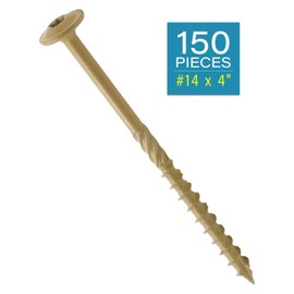 #14 x 4" Tan IMSCREWS Wood Deck Screws - T30 Star Drive with Large Washer Head - Rust-Resistant Outdoor Deck Screws for Timber, Log, and Landscaping Wood Projects Pack of 150