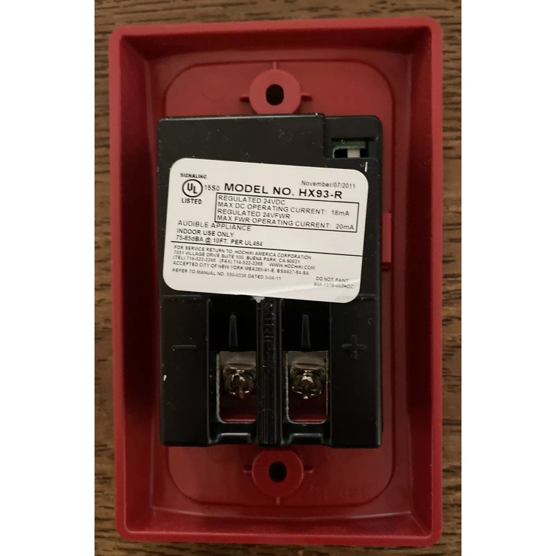 HOCHIKI HX93-R FIRE ALARM MINI HORN,WALL,24 VDC,TEMPORAL/C