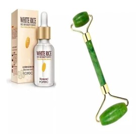 Misorel Kit Serum Arroz Blanco Hidratante + Rodillo Facial Jade