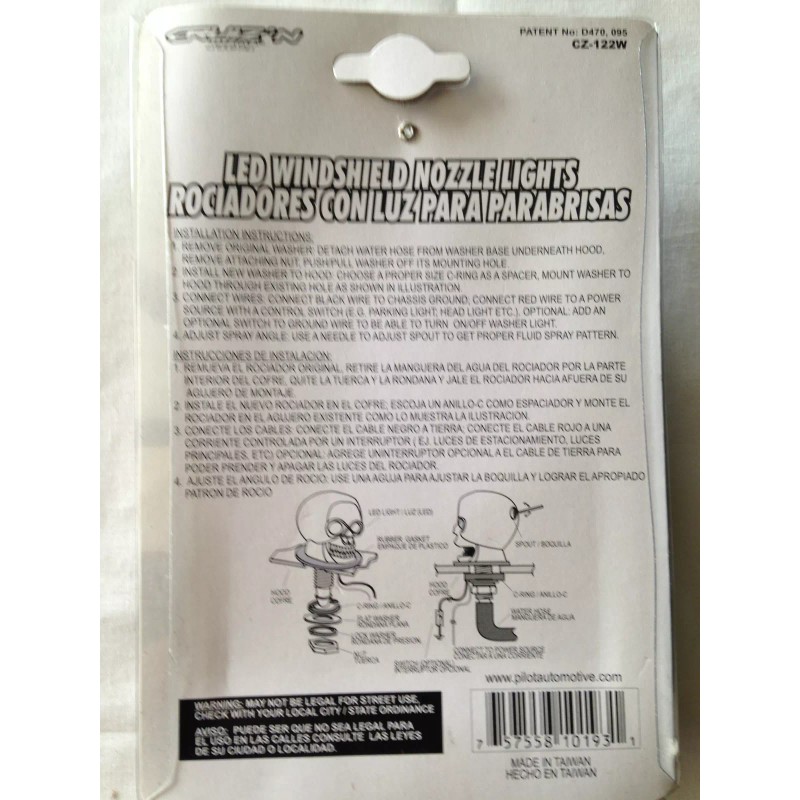 Pilot Automotive Chrome Skull Universal Windshield Washer Jet Spray Nozzle