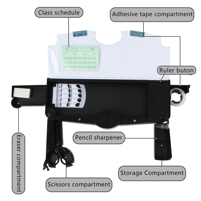 Student Multifunction Pen Pencil Case with 2 Compartments Cute Cartoon