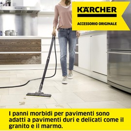 KÄRCHER Set di panni per pavimenti delicati EasyFix con 2 panni morbidi di alta qualità per la pulizia di pavimenti sigillati delicati, accessorio original per i pulitori a vapore Kärcher