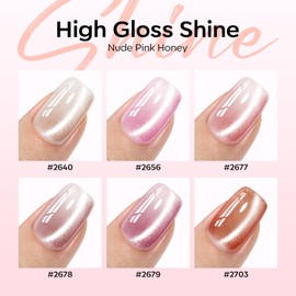 Modelones Cat Eye Gel Nail Polish, 6 Colors Nude Gel Polish Pink Glitter Brown with Magnet Sparkle Galaxy Series Nail Gel Polish Kit Soak Off Led Nail Art Manicure Salon DIY Gifts