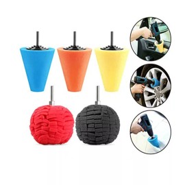 Paddsun Foam Drill Polishing Cone Ball Pads Kit Car Hub Waxing Buffing Wheel Polisher 4"