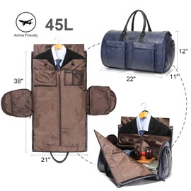 Leather Garment Bag for Travel, Modoker Carry On Suit Carrier Travel Bag with Shoulder Strap/Multiple Pockets - Ideal for Business Trips & Weekend Getaways - The Garment Duffel Bag for Traveling Men