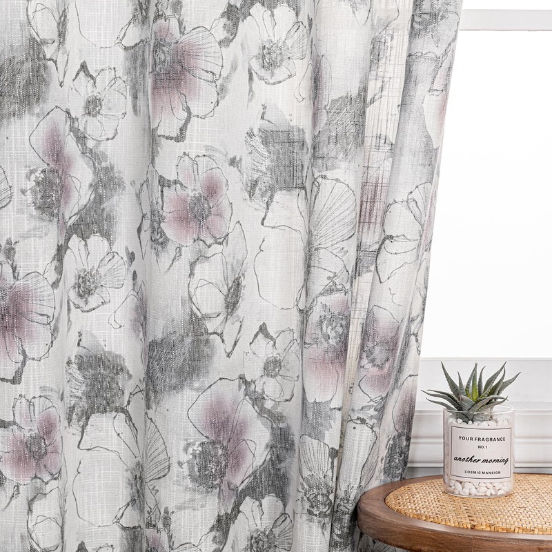 MYSKY HOME Curtains 84 Inch Length Floral Curtains for Living