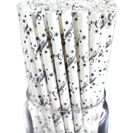 Roc Paper Straws | Congratulations Novelty Drinking Straws | Graduation Parties Retirement | 130 Unwrapped