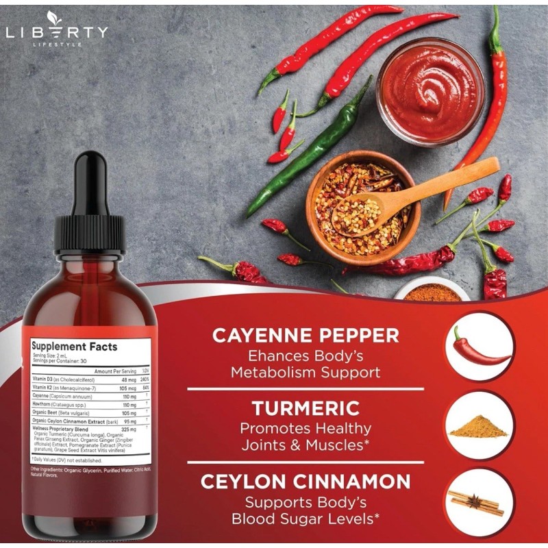 Clean Nutraceuticals Liberty Lifestyle Cayenne Pepper Supplement Liquid Drops +