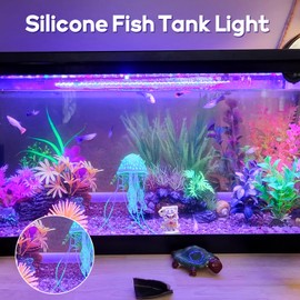 Silicone Aquarium Light for Fish Tank: Submersible Fish Tank Light RGB Color Changing Brightness Adjustable - IP68 Waterproof Underwater Fish Lamp with Remote and Suction for Tank