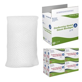 Dynarex Stretch Gauze Bandages, 2" x 4.1 yds, Non-Sterile & Latex-Free, Provides Wound Care in Medical and Home Environments, Individual Rolls, 1 Case of 8 Boxes of 12 Bandages