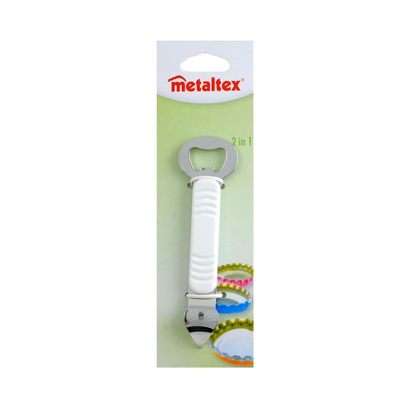 Metaltex Bottle Opener & Can Piercer, Silver