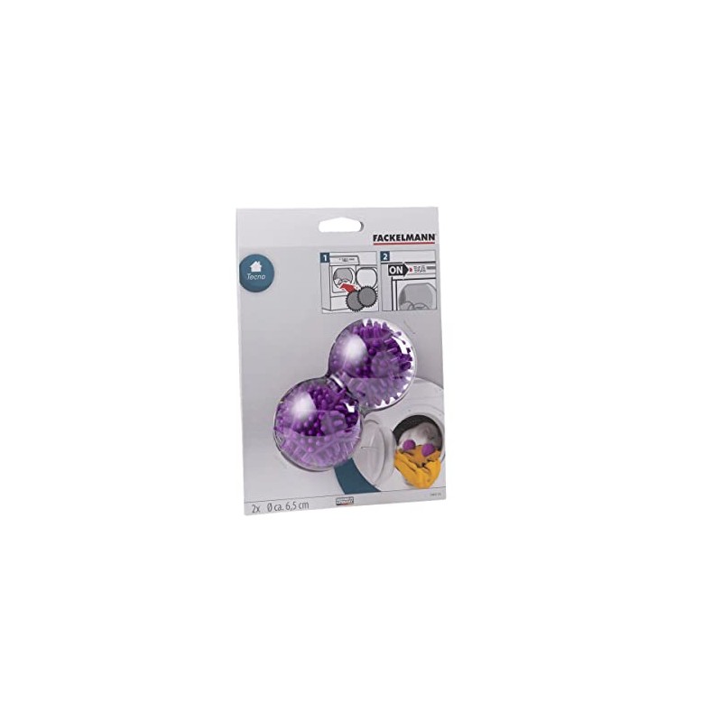 Fackelmann 54022 Dryer Balls Fluffy Plastic, Berry, 6.5 x 6.5