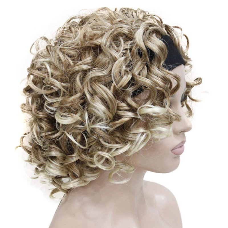 Lydell 12 inch Medium Super Curly Wigs Blonde mix Synthetic