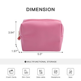 Cute Small Pouch, Makeup Cosmetic Bag,Make up Bag for Purse,Toiletry Zipper Pouch,Tech Bag,Electronic Organizer Travel Case,Storage Pouches for Organization Pink
