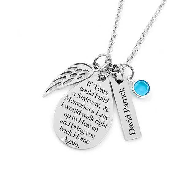 Memorial Jewelry Necklace - If Tears could build a Stairway,