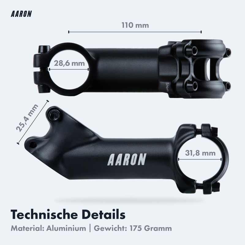 AARON Stem Bicycle Handlebar Stem, Aluminium Bicycle Stem with 35°