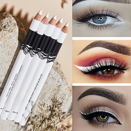 3pcs White Eyeliner Pencil,Long Lasting Waterproof Eyeliner Makeup,Sweat-proof Eye Liner Pencils,Easy to Color White Eye-liner Pencil,Eye Highlighter Makeup P/encil,W/hite P/encil for Skin Marking