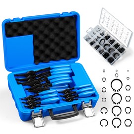 12PCS Versatile Retaining Snap Ring Pliers set,300PCS External Snap Rings,Heavy Duty Fixed Tip Combination Internal/External Snap-ring Pliers for 0.038in 0.047in 0.070in 0.090in