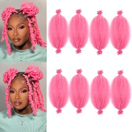 Afro Twist Hair 8 Inch Cuban Twist Hair 8 Packs Kinky Curly Braiding Pink Marley Twist Braiding Hair Synthetic Marley Hair for Soft Locs