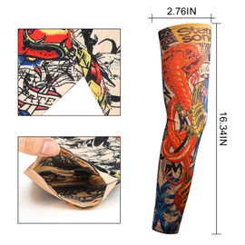 YARIEW Tattoo Sleeves for Men, 6Pcs Arm Sleeves Fake Tattoos Sleeves to Cover Arms Sun Protection Sleeves Tattoo Sleeve Covers Temporary Tattoo Sleeves for Men and Women (Set 7)