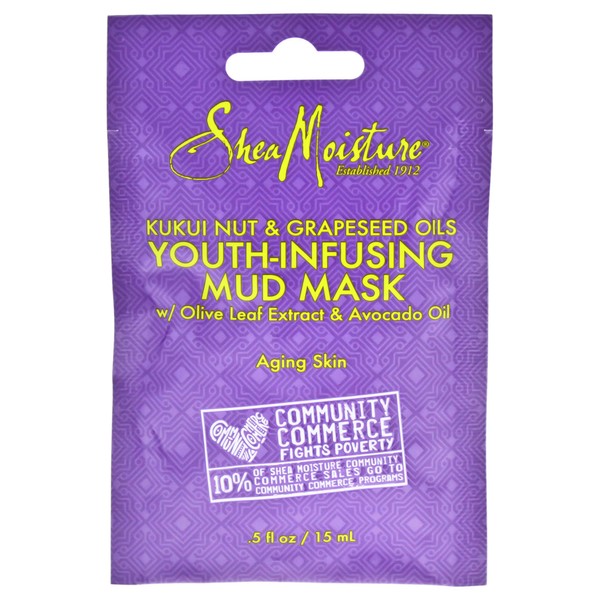 Shea Moisture Kukui Nut And Grapeseed Oils Youth-infusing Mud Mask, Unisex, 0.5 Oz