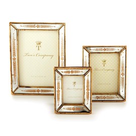 Two's Company Set of 3 Gold Leaf Photo Frames Includes 3 Different Sizes