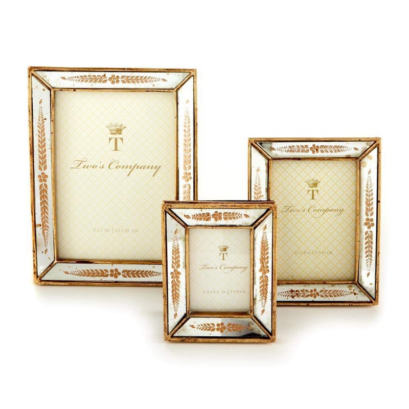Two's Company Set of 3 Gold Leaf Photo Frames Includes