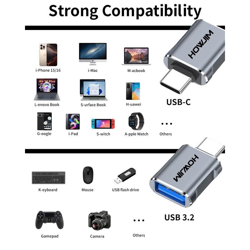 USB C to USB Adapter 2 Pack,10Gbps Data Transfer Fast
