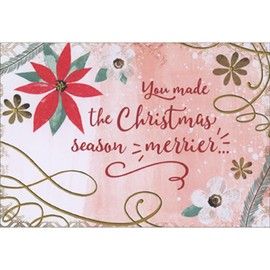 Designer Greetings Made the Christmas Season Merrier: Poinsettia and Swirls Package of 8 Christmas Thank You Notes