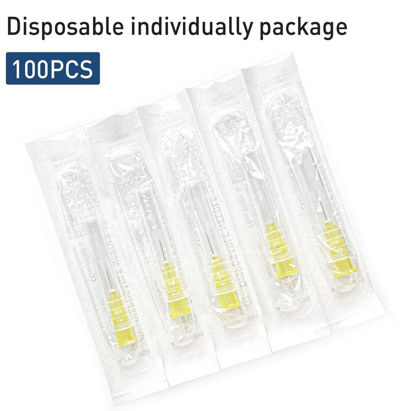 100PCS 30Ga 1/2 inch Needle Lab Accessories, Refilling Inks,Individually Packaged