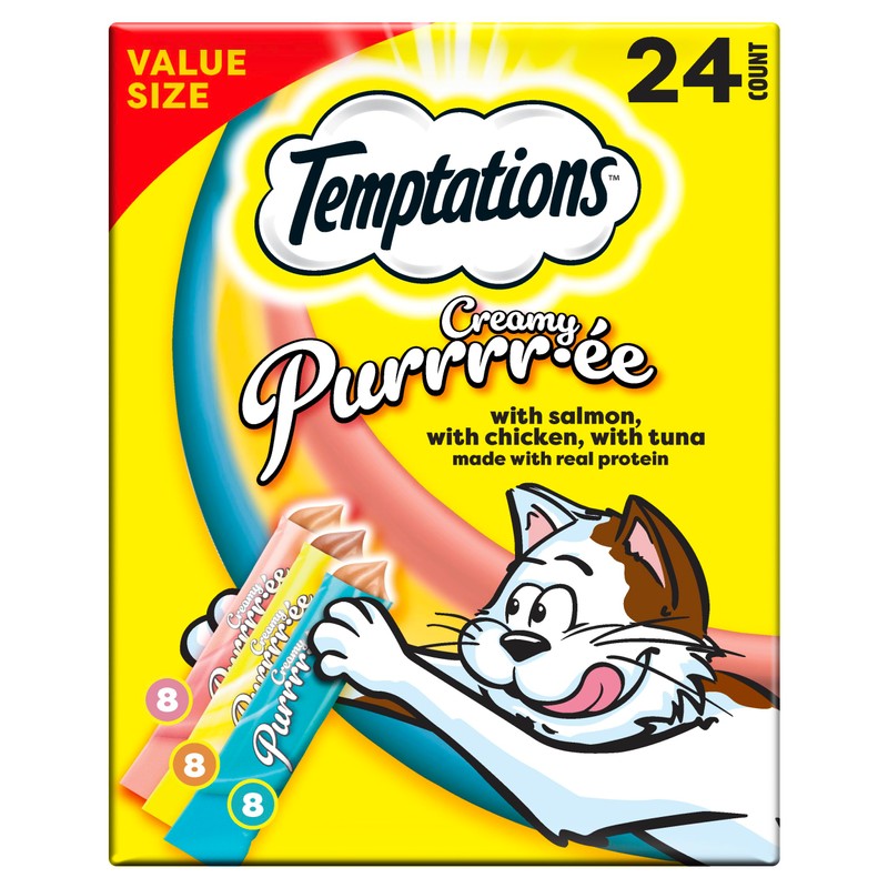 Temptations Creamy Puree Variety Pack of Squeezable Cat Treats, 0.42