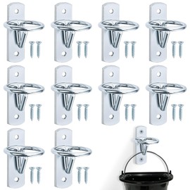 Cididu 10 Pack Bucket Hooks for Horses, Metal Water Bucket Hangers with Screws, Heavy Duty Wall Mount Feed Bucket Holder for Horse Stalls Stable Livestock Barn Farmhouse Supplies