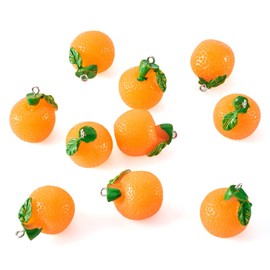 Cheriswelry 10pc Orange Fruit Charms Pendants Resin Coral Cute Dangle Charms Lovely Hanging Ornament with Iron Loop 24~25mm Decoration for DIY Craft Earring Bracelet Necklace Jewelry Making