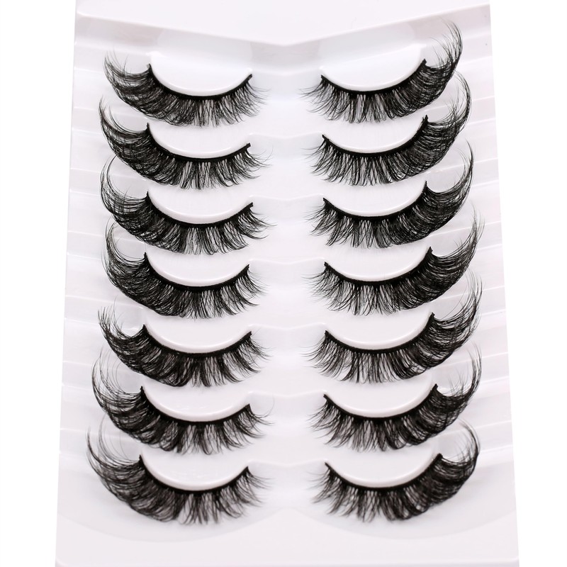 Poolunch False Eyelashes Cat Eye Lashes 8D Volume Wispy Natural