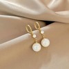 14K Gold Plated Freshwater White Stud Pearl Earrings Hypoallergenic Cubic