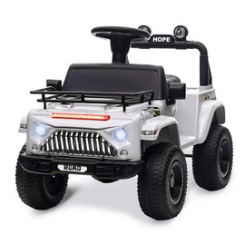 Kids Ride On 6V Electric Truck Car, Battery Powered Electric 4 Wheeler Off-Road Truck w/MP3, USB, Led Lights and Storage Area, Toddler Ride On Toys for Boys Girs, White