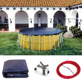 AMGO 24' Round Blue Winter Pool Cover - Safety Heavy Duty, Waterproof, UV Resistant Design with Easy Installation (Cover Size: 28' /4 f t.Overlap) - (We Custom Size)