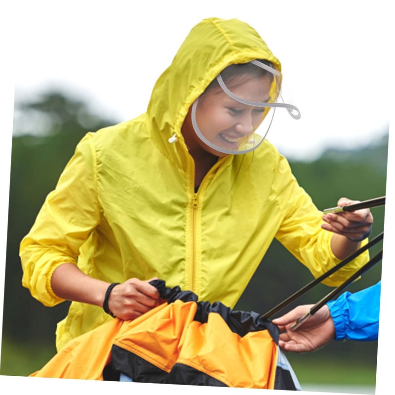Baluue 2pcs Clear Raincoat Hat Shield Visor Detachable Rain Poncho