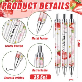 EYNDYN 145 Pieces Baby Shower Gifts for Guest Strawberry Ballpoint Pens and Keychains Favors Bulk Retractable Baby Shower Pens Gender Reveal Greeting Cards Souvenirs Prizes