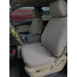 Durafit Seat Covers, F511-C8, Gray Waterproof Exact Seat Covers Compatible with 2015-2024 Ford F150-F550 XL/XLT/Lariat Front Buckets, Adjustable HR, Manual OR Electric Seats