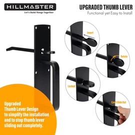 Hillmaster Self-Closing Thumb Gate Latch - Heavy Duty for Wooden, Metal & Vinyl Fences - Black Finish
