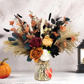 RyddeligHome 100pcs Fall Flower Arrangements in Vase, Fall Centerpieces for Tables, Coffee Dining Table Centerpiece Decor for Home, Thanksgiving Christmas Winter Decorations, Centro De Mesa De Otoño