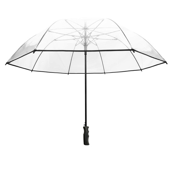 SMATI Stick Extra Large Clear Umbrella - Black border - wedding - resistant to wind(Black)