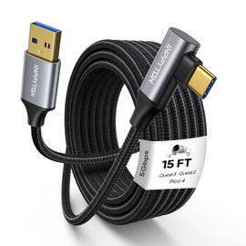INPPYTON Link Cable 15 FT for Meta Oculus Quest 3/2/Pro/Pico 4 Accessories PC/SteamVR - Braided Virtual Reality Headset Cable - 5Gbps High-Speed Data Transfer USB 3.0 to USB C Cable for VR Headset