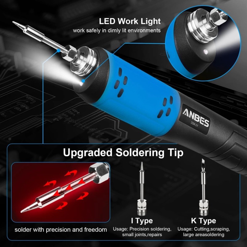 ANBES Cordless Soldering Iron Kit LED Display Portable Soldering Tools