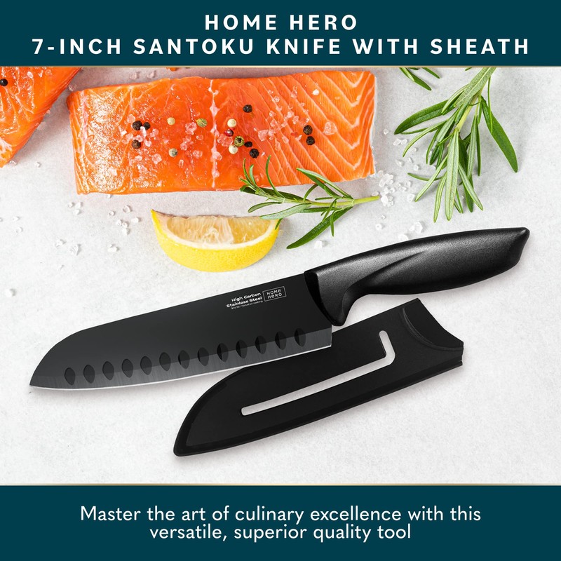 Home Hero 2 Pcs Santoku Knife with Sheath - High