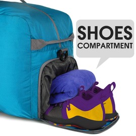 32" Foldable Duffle Bag 100L for Travel Gym Sports Lightweight Luggage Duffel By WANDF (32 inches (100 Liter), Blue 32'')