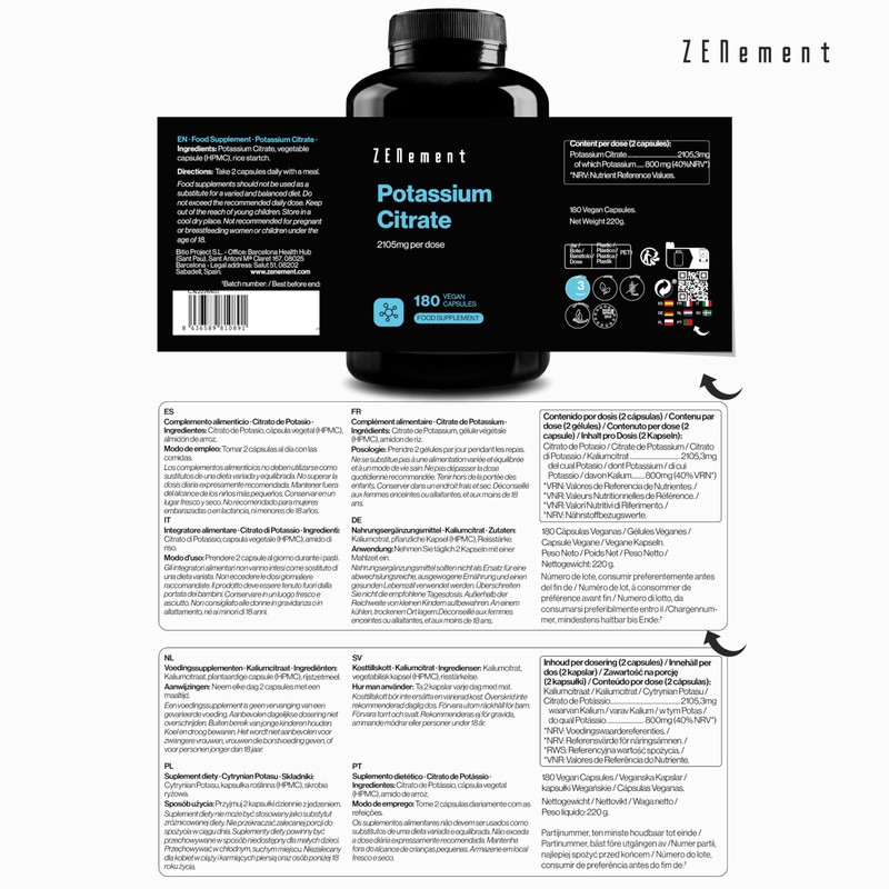 Potassium Citrate 2105 mg per Serving (800 mg Elemental Potassium