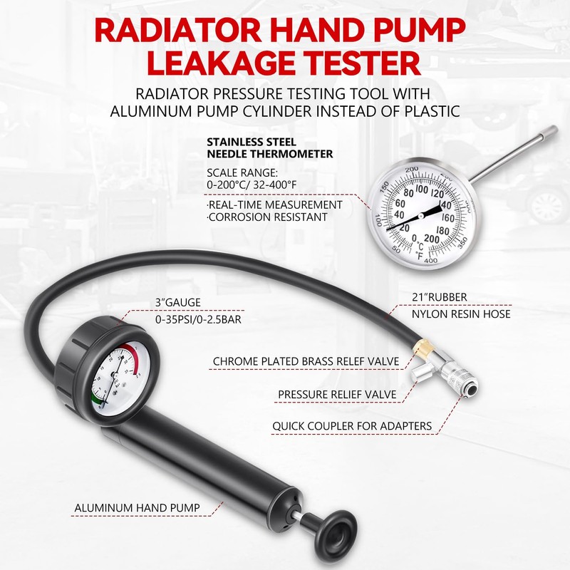 Auto Dynasty 28pcs Radiator Pressure Tester & Vacuum Type Cooling